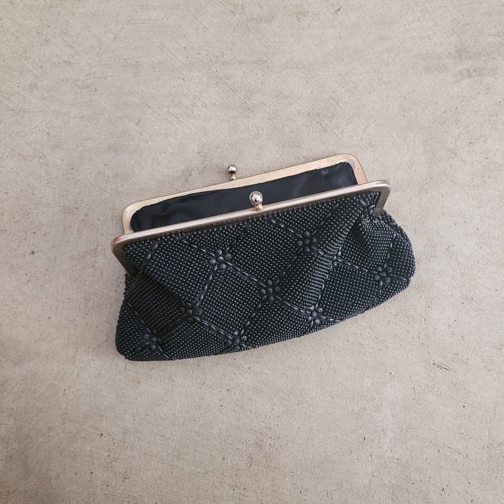 Vintage Black Beaded Clutch